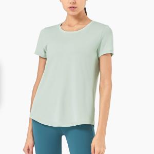 Wholesale Nuls Printed Ladies Yoga Tops Loose High Elastic Short Sleeved T Shirt from china suppliers