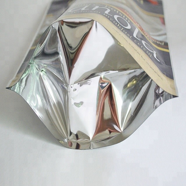 OEM customized professional manufacturer Golden printing aluminum foil Zipper Doypacks