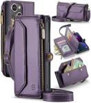 iPhone 13 case, zipper wallet with 7 cards, leather magnetic flip-flop wristband