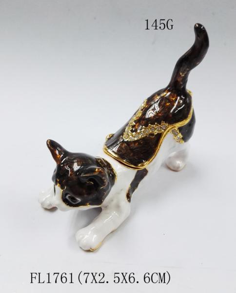 Promotional custom cat animal jewelry box metal cat trinket boxes cat shaped