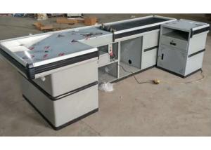 Wholesale Custom Made Steel Cash Register Checkout Counter Conveyor Belt Cashier Desk from china suppliers