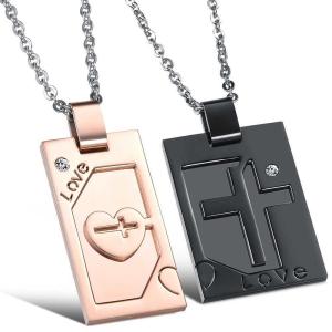 Wholesale New Fashion Tagor Jewelry 316L Stainless Steel couple Pendant Necklace TYGN044 from china suppliers