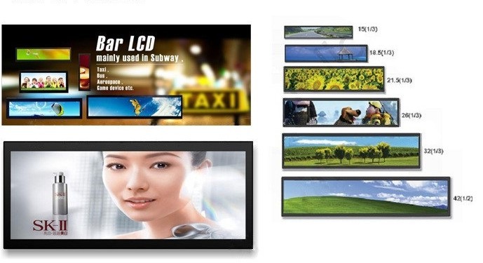 Indoor Stretched Display Screen 28 Inch LCD Advertising Display Wall Mounted